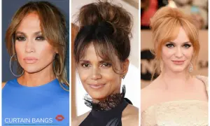 Jennifer Lopez, Halle Berry och Christina Hendricks visar upp olika frisyrer med tunn lugg.