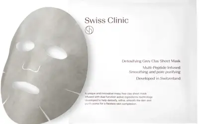 Grå lermask från Swiss Clinic som renar porer och ger en slätare hud.