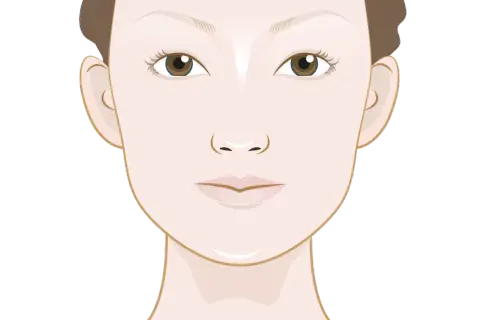Illustration av ett ansikte med ögon, näsa och mun. Niacinamid kan hjälpa mot rosacea.
