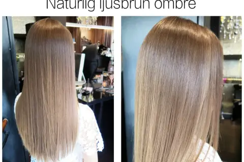 Naturlig ljusbrun ombre. Med denna teknik kan man tona håret ljusare för en mjuk övergång.