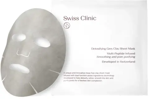Grå lermask från Swiss Clinic som renar porer och ger en slätare hud.