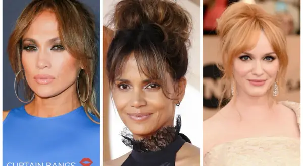 Jennifer Lopez, Halle Berry och Christina Hendricks visar upp olika frisyrer med tunn lugg.