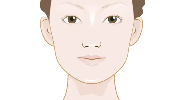 Illustration av ett ansikte med ögon, näsa och mun. Niacinamid kan hjälpa mot rosacea.