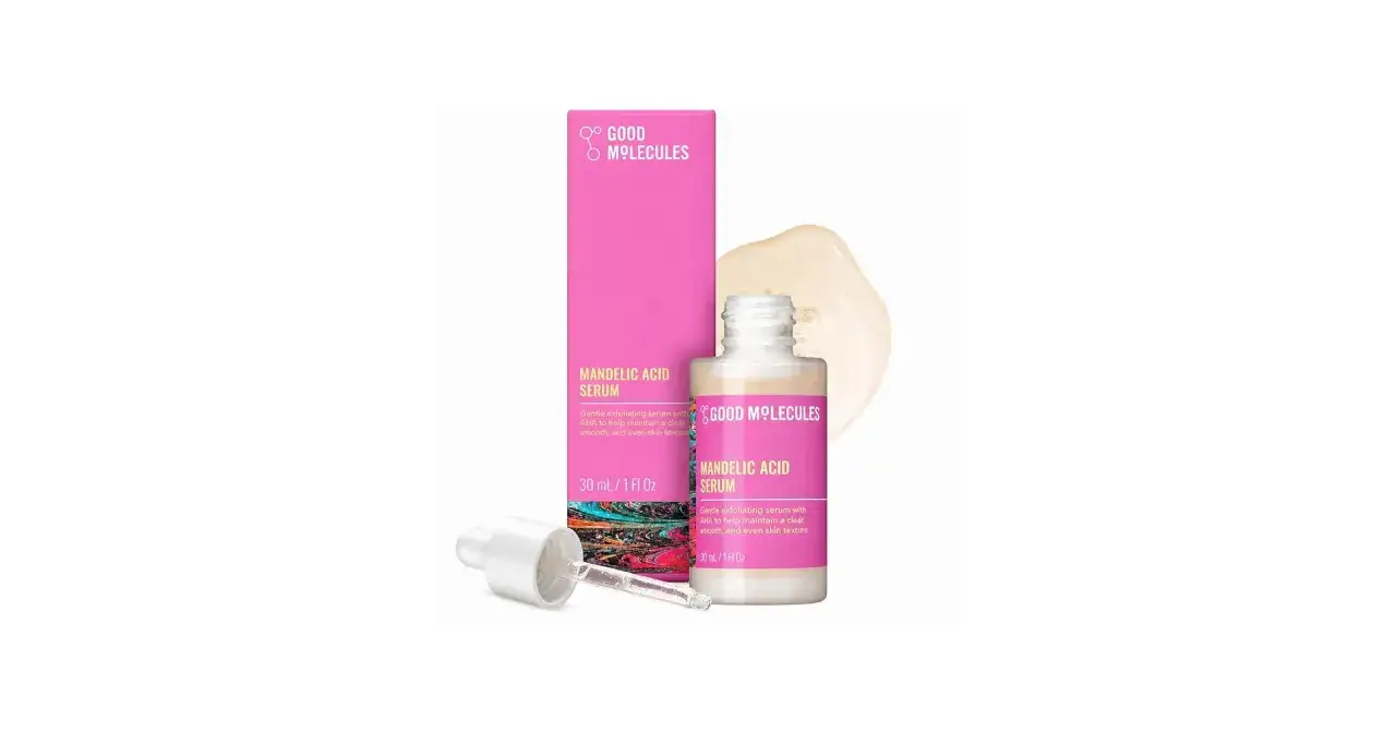 Good Molecules Mandelic Acid Serum, en mild exfolierande serum med AHA för klar, slät och jämn hudtextur.