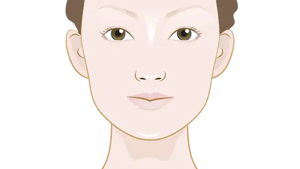 Illustration av ett ansikte med ögon, näsa och mun. Niacinamid kan hjälpa mot rosacea.